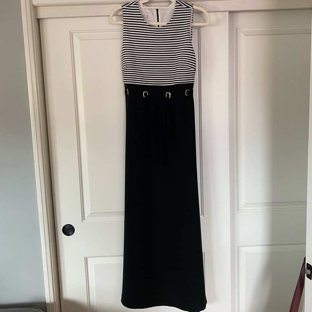 David Warren Black and White Maxi Dress
